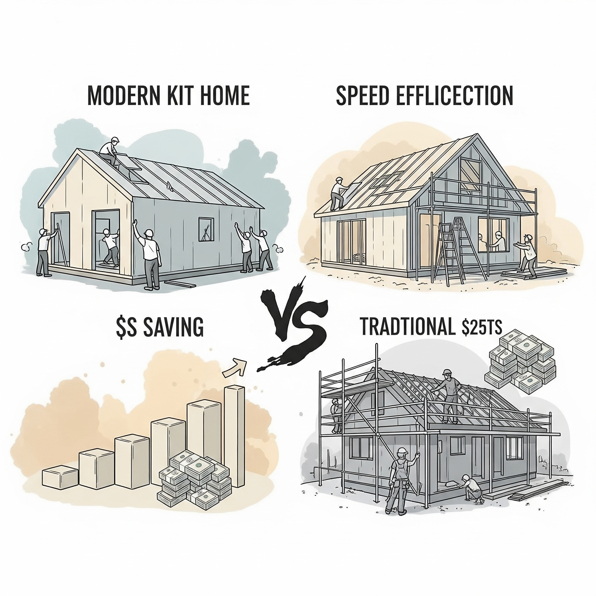 kit home vs traditional build cost
