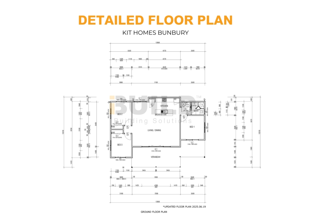 Kit Homes BUNBURY DETAILED FLOOR PLAN