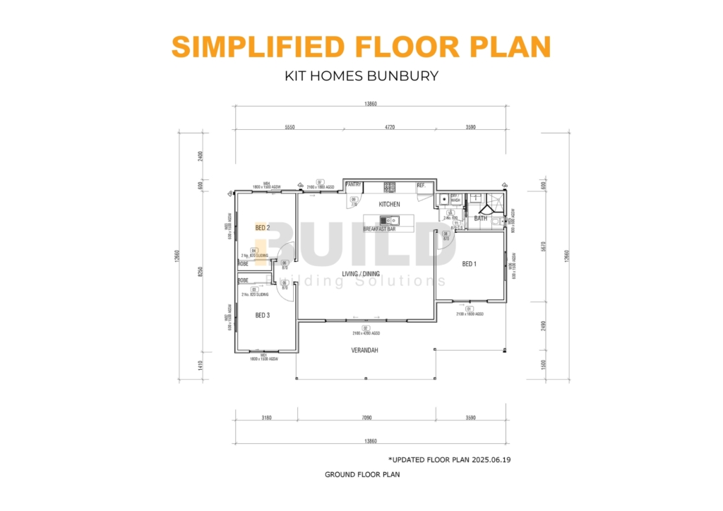 Kit Homes BUNBURY SIMPLIFIED FLOOR PLAN