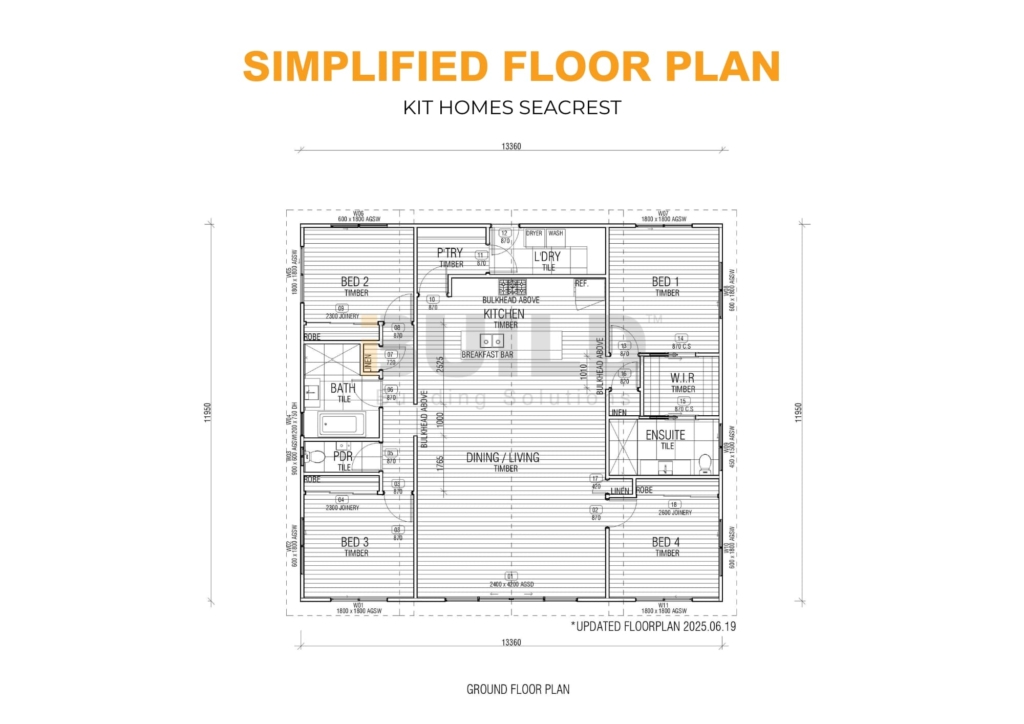 Kit Homes SEACREST SIMPLIFIED FLOOR PLAN