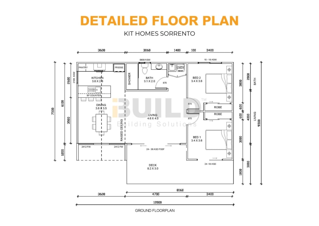 iBuild Kit Homes Sorrento DETAILED FLOOR PLAN