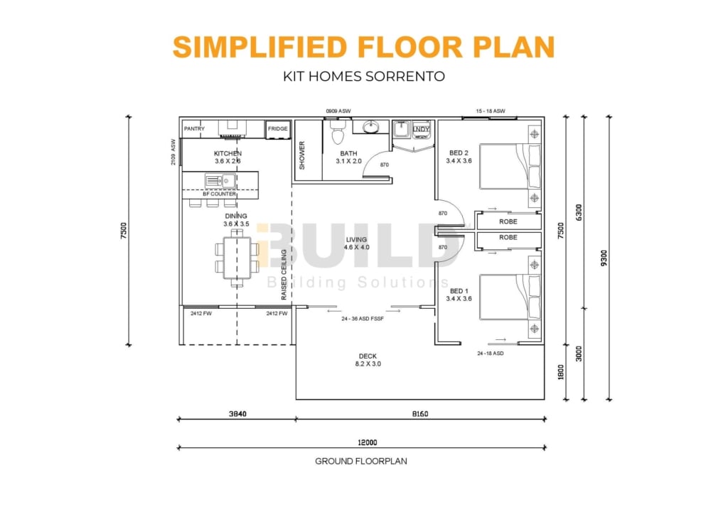 iBuild Kit Homes Sorrento SIMPLIFIED FLOOR PLAN
