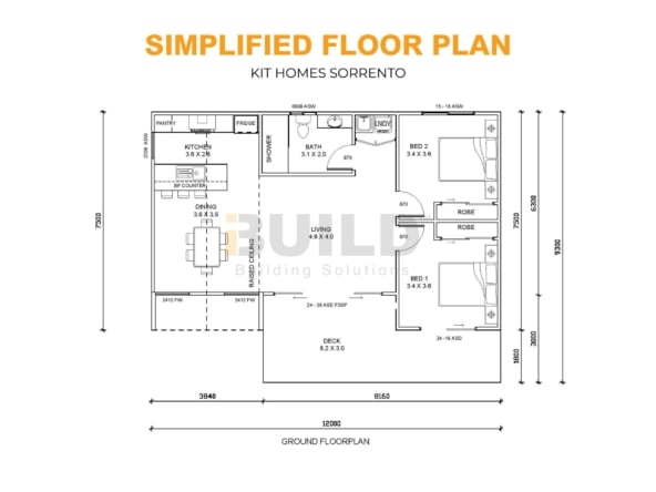 iBuild Kit Homes Sorrento SIMPLIFIED FLOOR PLAN