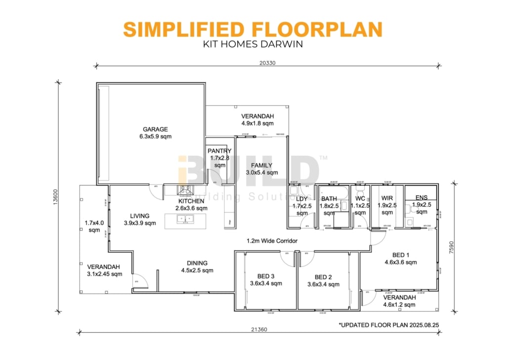 iBuild Kit Homes Darwin SIMPLIFIED FLOORPLAN