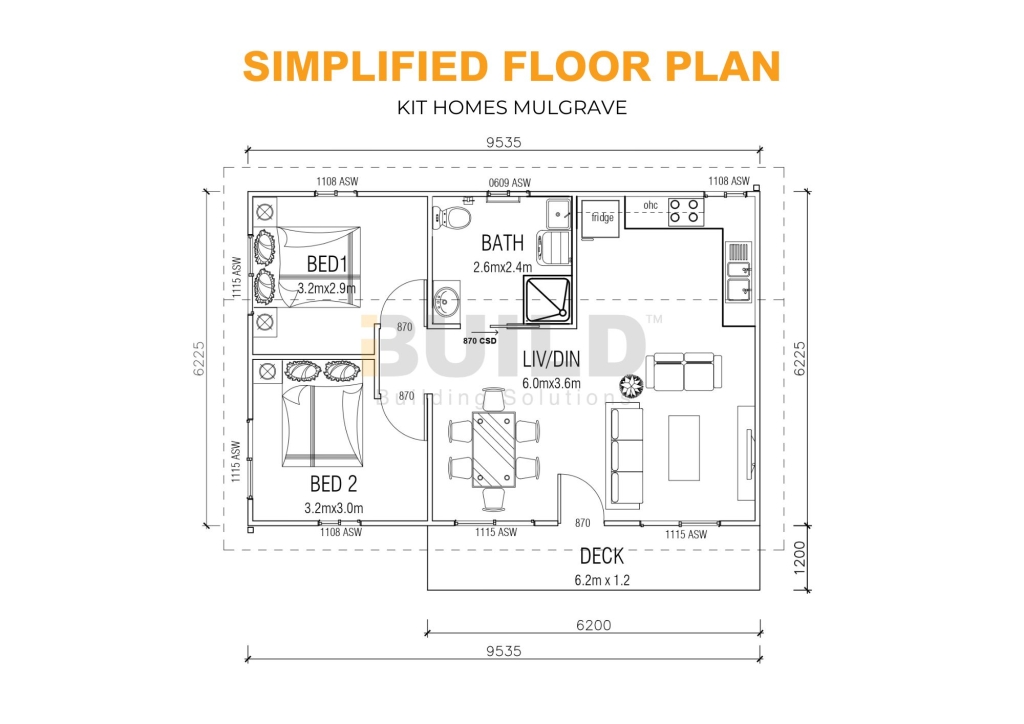 iBuild Kit Homes Mulgrave SIMPLIFIED FLOOR PLAN