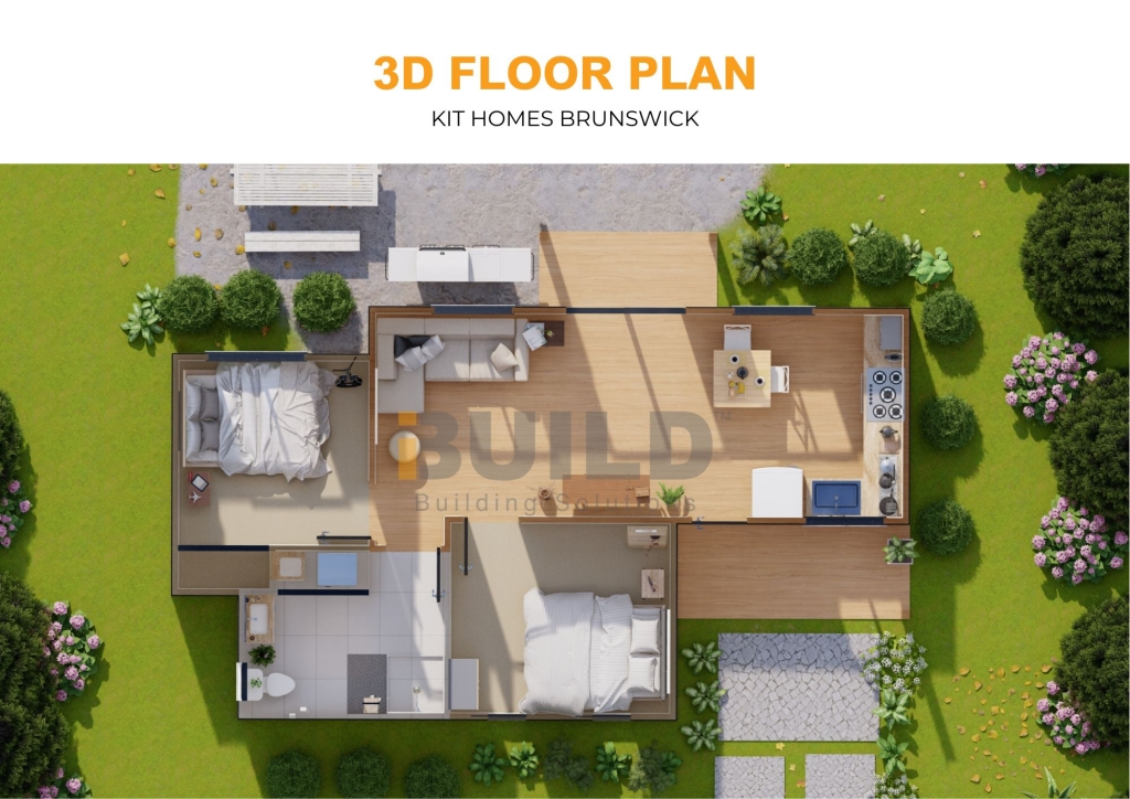 iBuild Kit Homes Brunswick 3D FLOOR PLAN