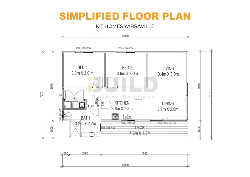 iBuild Kit Homes Yarraville SIMPLIFIED FLOOR PLAN