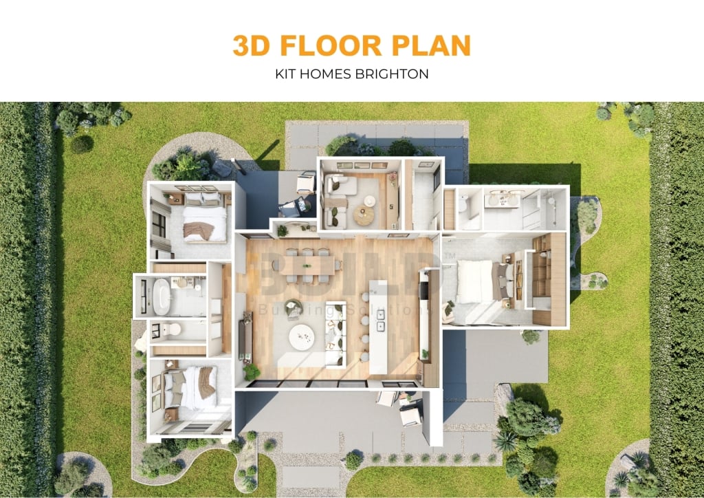 iBuild Kit Homes Brighton 3D FLOOR PLAN
