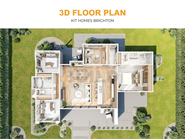 iBuild Kit Homes Brighton 3D FLOOR PLAN