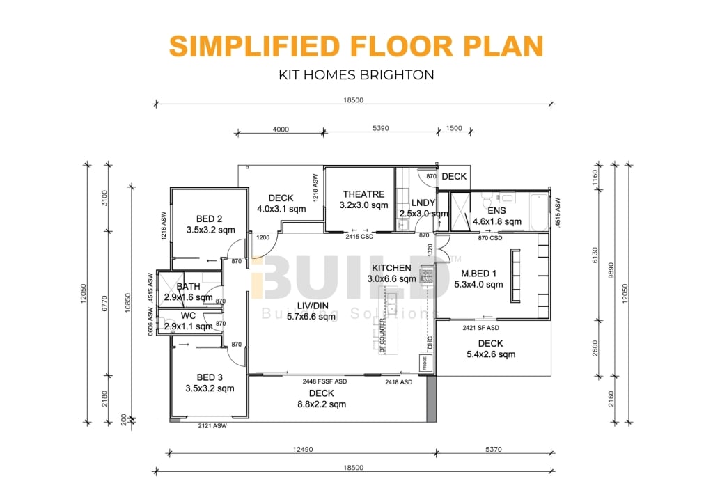iBuild Kit Homes Brighton SIMPLIFIED FLOOR PLAN