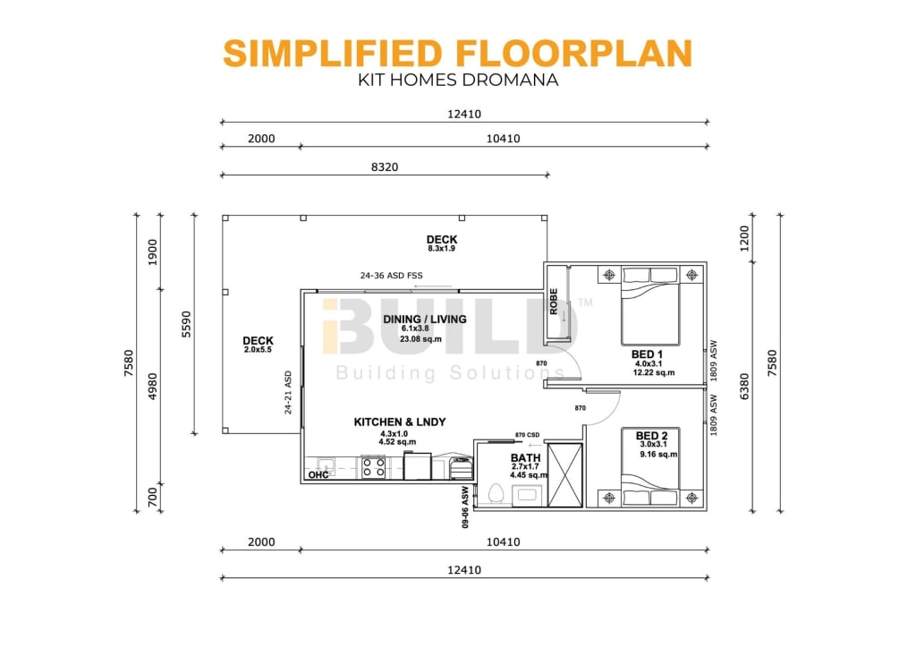 iBuild Kit Homes Dromana SIMPLIFIED FLOORPLAN