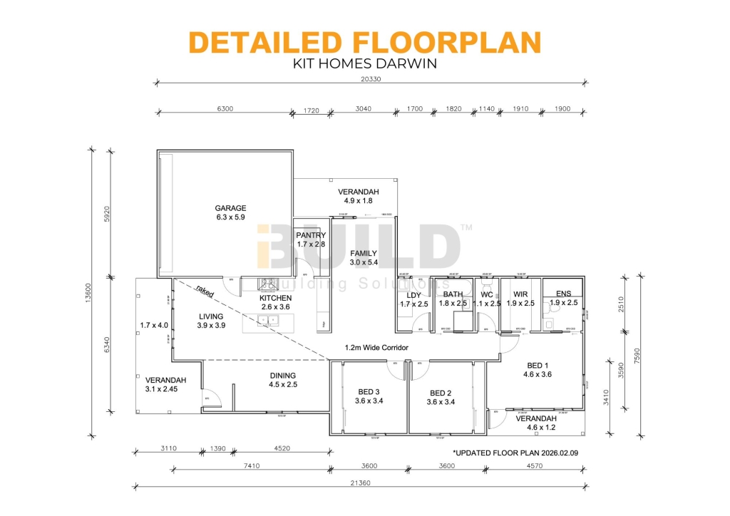 iBuild Kit Homes Darwin DETAILED FLOORPLAN Watermarked