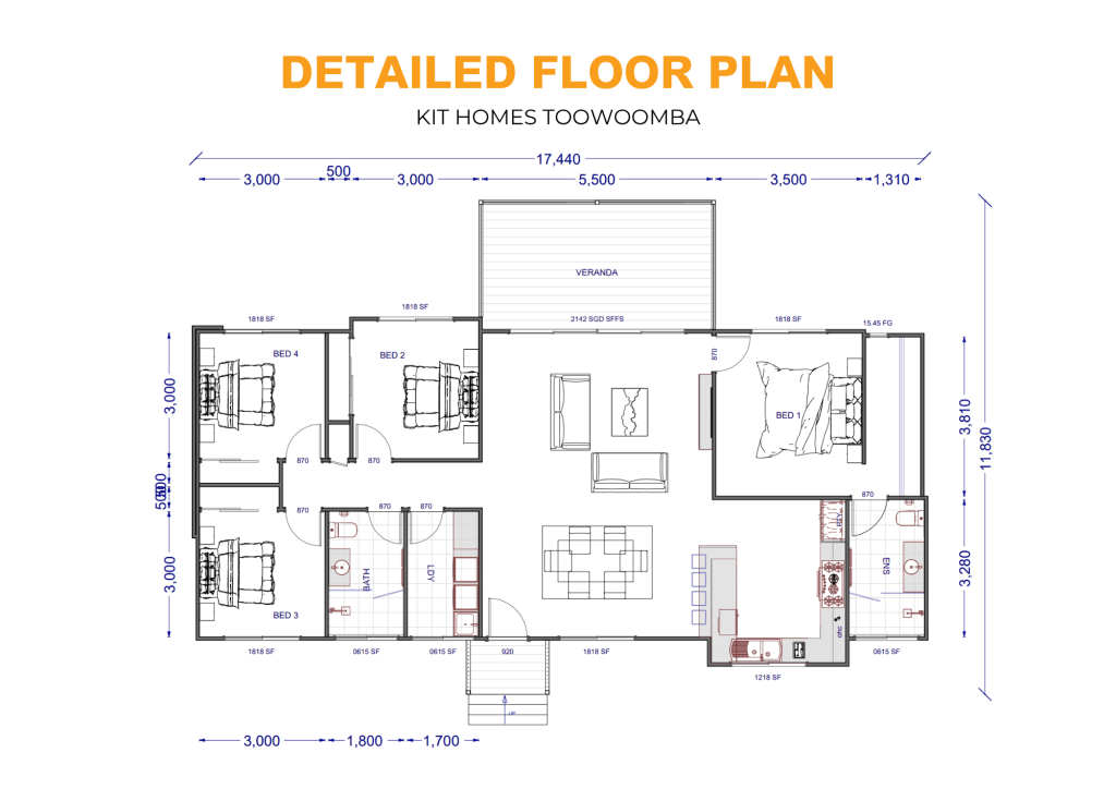 Kit Homes Toowoomba DETAILED FLOOR PLAN